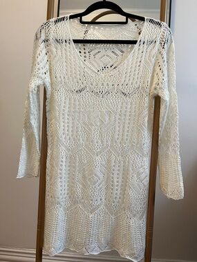 Unlisted White Crochet Swim Coverup Tunic